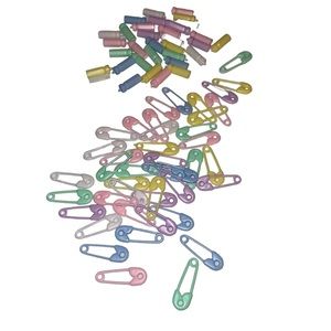 Baby Shower Party Favors Plastic decorations 77 Mini bottles and Pin Baby Colors